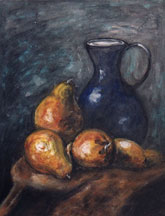 Blue Pitcher and Pears